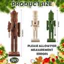 Chunful 3 Pcs Flocked Neutral Christmas Nutcracker Figure 15 Inch and 10 Inch Brown Green Velvet Wooden Nutcracker Soldier Christmas Decoration for Table Desktop Fireplace Home Decor