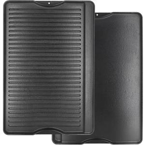 Criditpid Flat Griddle Top Plate Replacement Parts for Gas Stove, Charcoal, Electric, Propane, Gas Grill, 16” x 24” 2-in-1 Reversible Pre-Seasoned Cast Iron Cooking Griddle for Camping Tailgating.
