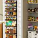 Moforoco Wood 9-Tier Over The Door Pantry Organizer, Wooden Pantry Organization and Storage, Black Hanging Basket Wall Spice Rack Seasoning Shelves, Home & Kitchen