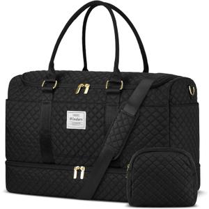 Travel Duffle Bag, Weekender Bags for Women with Shoe Compartment, Overnight Bag with Toiletry Bag, Carry On Duffel Bags For Airplanes, Yoga Gym Duffel Bag, Black