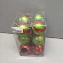 12pcs Christmas Balls Ornament 3.15 Inch Red Green Glittering Hanging Christmas Balls for Tree Decoration Swirl Polka Dots Christmas Tree Baubles for Home Indoor Holiday Party Decor