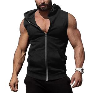 COOFANDY Men's Workout Hooded Tank Tops Zip Up Sleeveless Hoodie Bodybuilding Fitness Gym Muscle Cut Off T Shirt (X-Large, Black)