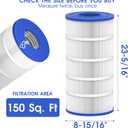 TidyMister PXST150 Pool Filter Cartridge Replacement, Compatible with Hayward XStream CC1500, CCX1500RE, CC-1500-E, Pleatco PXST150, Unicel C-8316, Filbur FC-1286, 150 sq.ft, 2 Pack