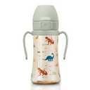 GROSMIMI Flip Top Spill Proof Sippy Cup, PPSU, BPA Free, 10 oz, Stage 2 Straw for Toddlers (Dinosaur)