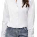 Gleeivy Button Down Shirts for Women Classic Fit Dress Shirt Work Business Casual Long Sleeve Blouse Tops White L