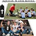 Honeydak Cross Water Bottle Christian Gifts for Women Religious Squeeze Water Cup 20 oz Sports Bottle with Pull Top Lid Birthday Thanksgiving Gifts for Mom Friends(Black)