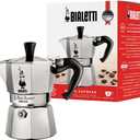Bialetti - Moka Express: Iconic Stovetop Espresso Maker, Makes Real Italian Coffee, Moka Pot 1 Cup (2 Oz - 60 Ml), Aluminium, Silver