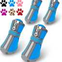 QUMY Dog Shoes for Small Dogs, Puppy Dog Boots & Paw Protectors for Winter Snow Day, Summer Hot Pavement, Waterproof in Rain Weather, Outdoor Hiking, Indoor Hardfloor Skid-Resistant Sole Blue Size 5