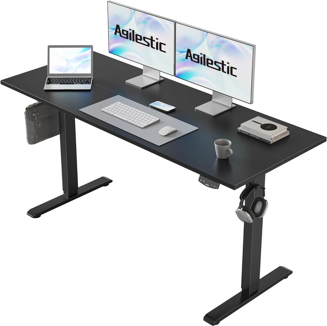 Agilestic 55 * 24 Inch Height Adjustable Electric Standing Desk, Black, 55x24 Inch