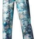 EZAPINE Straight Leg Jeans for Women Stretchy Floral Printed Painting Graffiti Crop Denim Pants Medium