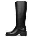 SUIARA Black Knee High Boots Women Square Toe Chunky Block Heel Campus Boot Comfortable Low Heel Riding Long Tall Boots