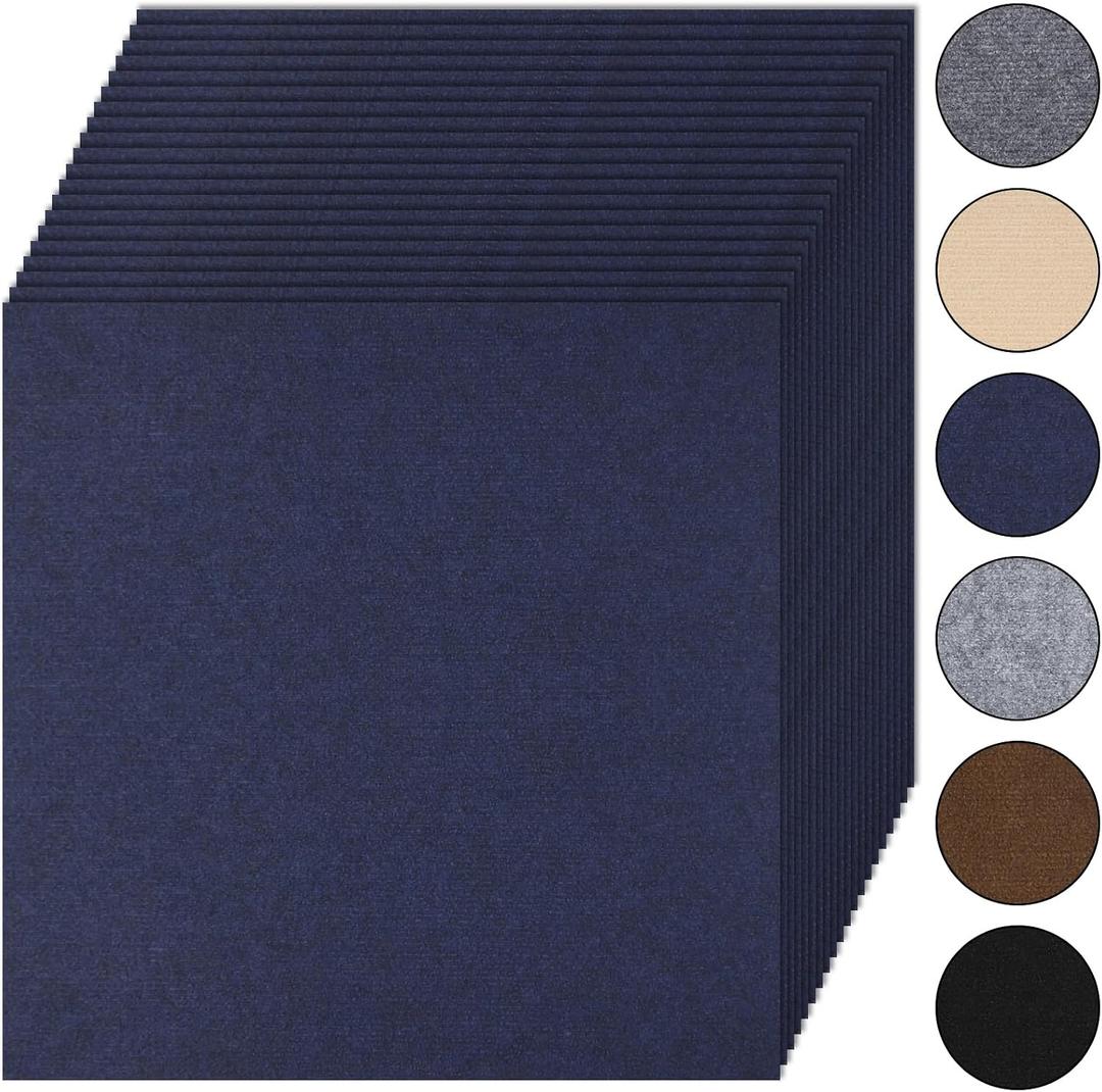 20Pcs Carpet Tiles Peel and Stick 24x 24 Non-Slip Self Adhesive Squares Carpet Floor Tile Reusable Waterproof Carpet for Living Room Bedroom