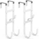 FYY Over The Door Hooks - 2 Pack Heavy Duty Triple-Hook Organizer Hanger with Non-Slip Rubber for Towels, Clothes, Hats & Bags Use in Bathroom, Bedroom, Kitchen - Fits Interior Doors Up to 1.6" White