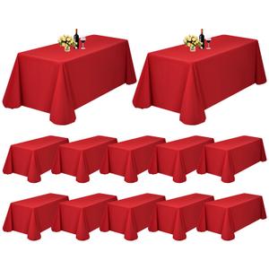 12 Pack Red Rectangle Tablecloth 90 x 156 inch Polyester Table Cloth for 8 Feet Tables,Washable Fabric Stain and Wrinkle Resistant Table Cover TableClothes for Wedding Parties Banquet Kitchen