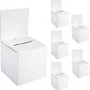 Klmnop 6 Pack 10 x 10 x 10 Inch Raffle Boxes with Slot, Large Cardboard Ballot Box with Removable Header, Donation Box for Voting, Donation, Fundraising, Suggestion & Ballot Contest(White)