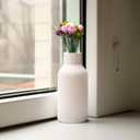 Bohemian White Ceramic Vase - for Pampas Grass, Mantel, Bookshelf, Entryway and Living Room Decor (White, 7in)