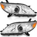 WEELMOTO Headlights Assembly Compatible with 2011-2020 Toyota Sienna Headlamp Replacement Chrome Housing Amber Reflector Driver & Passenger Side