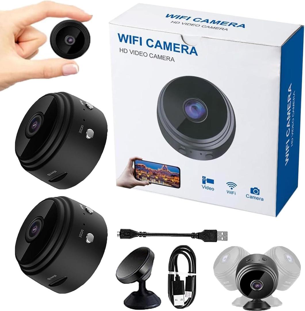 2026 New Magnetic Mini Security Camera 1080p Outdoor and Indoor Use Home Security Camera Night Vision Motion Detection (Black*2)