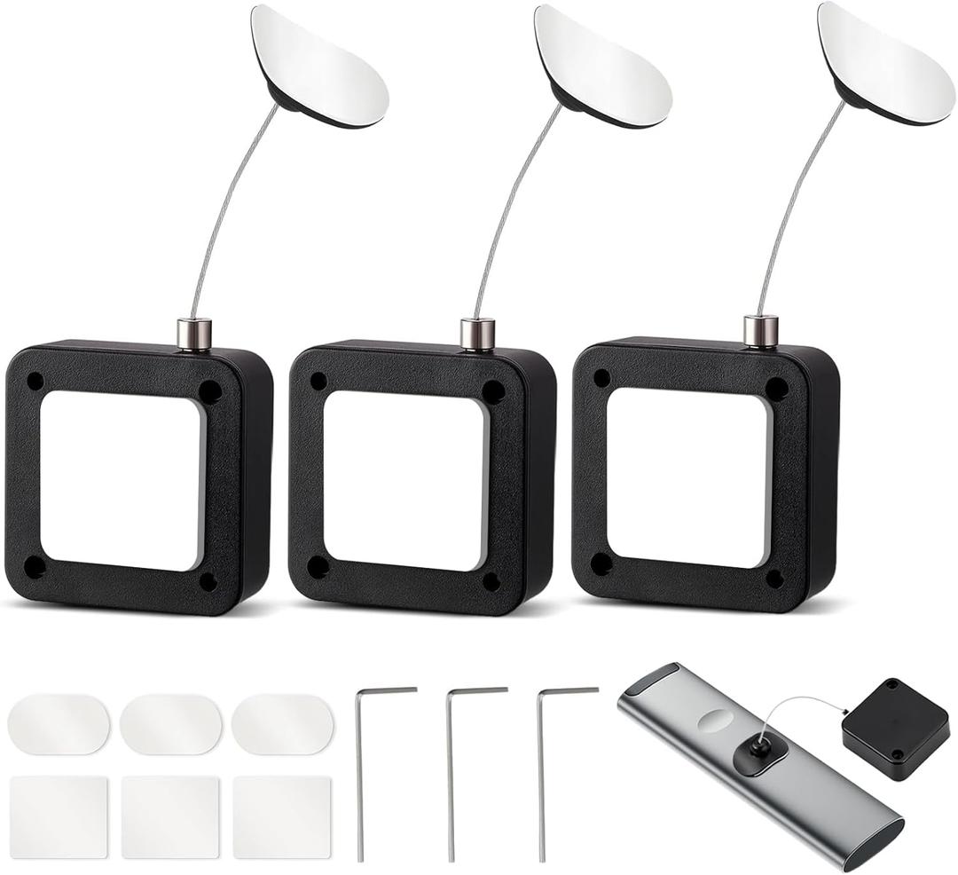 3Pcs Remote Leash Set, 6.5ft Retractable Remote Control Tether with Adjustable Lock Strap for TV Remotes Game Controllers Tablets Showroom