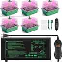 YAUNGEL Seed Starter Tray with Grow Light, Heat Mat with Thermostat, 5 Pack Seed Starter Kit with Timing Controller Adjustable Brightness, Thicken Seedling Starter Trays with Humidity Domes
