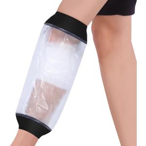 Waterproof Knee Cast Cover for Shower Adults, Reusable Cast Covers Protector for Knee After Surgery, Watertight Cast Bag for Bandage, Wound, Burns
