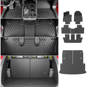 powoq 6&7 Seats Floor Mats Compatible with 2024-2026 Lexus TX350 TX500H TX550H+ Cargo Mat Cargo Liner Replacement for 2024 2025 2026 Lexus TX Accessories (Trunk Mat with Backrest Mat+Floor Mats)