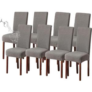8pcs Waterproof Parson Chair Covers, Stretch Durable Dining Chair Cover, Thick and Washable Kitchen Chair Covers, seat Cover Protector for Home, Restaurant, Banquet (Gery)