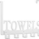 Kuhome Towel Hooks Over The Door Hooks Hangers Wall Mount Towel Rack Towel Holder for Bathroom, Storage Coat Hooks for Home Decor Metal Organizer for Towel Clothes Bag Robe(White)