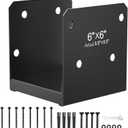 FMhotu 6x6 Stainless Steel Post Base,Internal 5.5 x 5.5 Anchor Bracket,Deck Concrete Support Anchor for Deck Railing, Fences, Mailboxes (1Pcs Black)