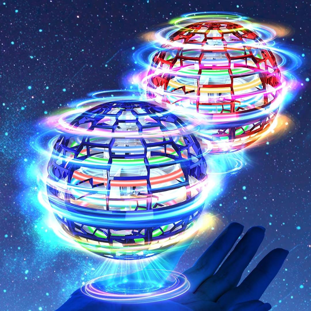 Upgraded 2 Pack Flying Orb Ball 2025 Hand Drone Hover Orb Ball Boomerang Balls Cosmic Flying Globe Galactic Flying Spinner Floating Balls Toys for Kids Ages 6-12+ Year Old Boys Girls
