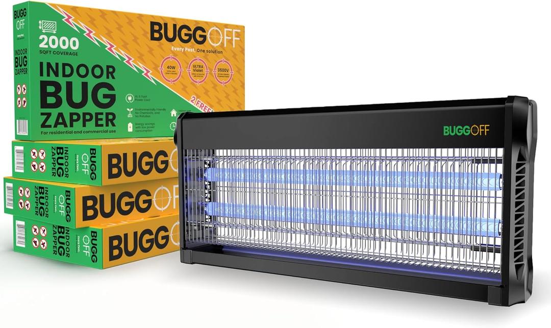 Black Modern Indoor Electric Bug Zapper, 2000 SQFT Coverage, 3500 Volts of Stunning Power, 40 Watts, Kills Mosquitos Gnats, Flys & More, X2 Free Repalcment Bulb (4 Pack)