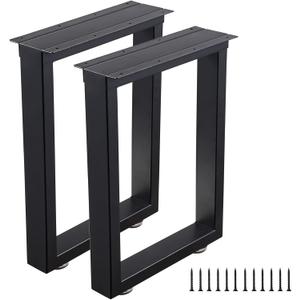 Bench Legs 16 Inch Metal Coffee Table Legs Heavy Duty Furniture Desk Chair Legs, Set of 2, Black (16" Rectangle-Shaped)