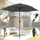 GREFORG 7.5FT Large Outdoor Patio Umbrella with Crank & Tilt - Durable Market Umbrella for Outdoor Patio with 6 Fiberglass Ribs for Poolside,Deck,Yard,Garden,Grey
