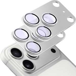 2 Pack Camera Lens Protector for iPhone 17 Pro,[Not Easy to Breakn ] AR Tempered Glass Strong Adsorption Metal Camera Cover Screen-Silvery
