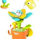 Bath Toys for Kids Ages 1-3: Flower Set with Watering Cup, Toddler Interactive Bath Toys with Strong Suction Cup, Attach to Any Tub or Shower Fun for Bath Time - Great for Boys, Girls Shower Gifts