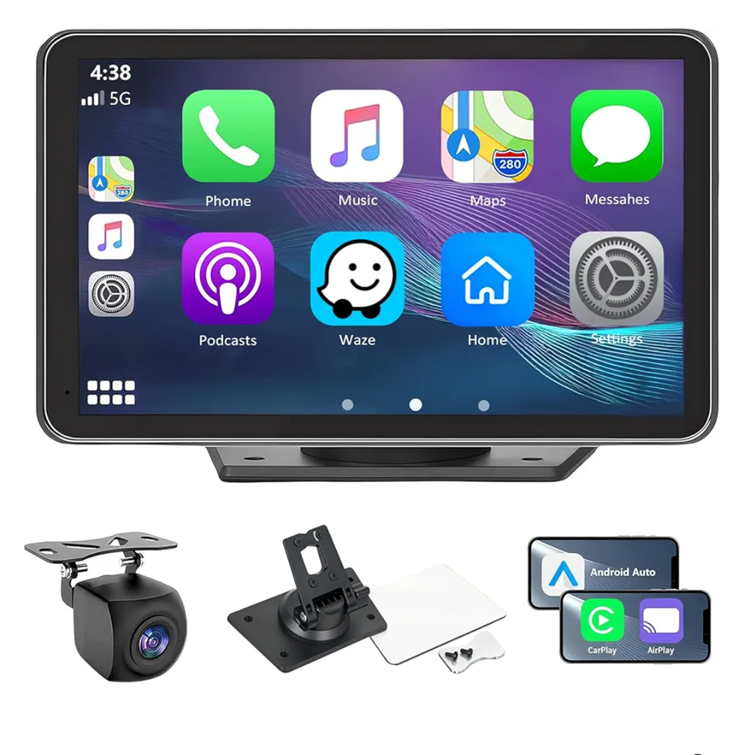 Carplay Screen for Car with Apple CarPlay/Android Auto, 7" Wireless Car Stereo, Portable Touchscreen Car Radio with Bluetooth, Backup Camera, GPS Navigation, Mirror Link,Multimedia Player All Vehicles