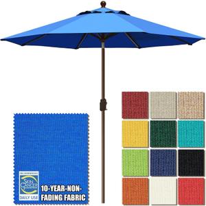 EliteShade USA 10-Year-Non-Fading 9Ft Market Patio Umbrella, UPF 50+ UV Protection Performance Sun Umbrella, Heavy Duty Commercial Grade Outdoor Table Umbrella with Crank & Tilt, Windproof Vented Top for Garden, Pool, Deck and Outdoor Playsets, Royal Blue
