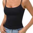 PINKMSTYLE Women's Basic Double Lined Scoop Neck Tank Tops Adjustable Cami Tank Summer Sleeveless Tops, Medium