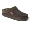 Dearfoams Men's MFS Clog W/Whipstitch & Mf Slipper Brown Plaid Medium 9-10