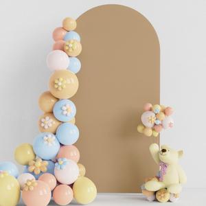 Putros Wedding Arch Cover 6.6FT Khaki Spandex Fitted Round Top Chiara Backdrop Stand Covers for Wedding Birthday Party Decoration