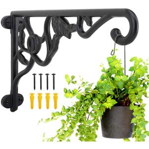 KABB Heavy Duty Hanging Plant Brackets, 2pcs 13" Hand Forged Iron Wall Mount Bracket Durable Rust-Resistant Plant Hanger Hook for Hanging Plants Bird Feeder Wind Chimes Lantern