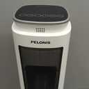 PELONIS 23 Oscillating Ceramic Tower Space Heater with Remote & Thermostat, Electric Energy Efficient Floor Heater for Indoor Use Large Room Safe with Timer, ECO Mode, 1500W, White