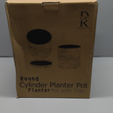 10 Inch Round Ceramic Planter with Tray, White Marble Finish, Indoor Plant Pot with Drainage Mesh and Scratch Pad