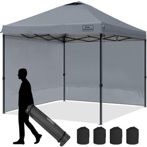 KAMPKEEPER 10x10 Pop-Up Canopy Tent, Waterproof, Portable Shade with Side Walls, Adjustable Instant Outdoor Shelter for Camping, Backyard, and Events, Grey