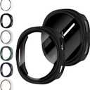 6 Pack Case With Tempered Glass for Samsung Galaxy Watch 8 Screen Protector 44mm Men Women,Hard PC Overall Protection Anti-Slip Scratch-Resistant Cover for Samsung Galaxy Watch 8 Case 44mm Accessories (01-Transparent/Black/Silver/Green/Blue/Starlight)