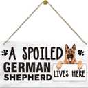 Pet Decor Signs, Decorative Wood Hanging Wood Plaque, German Shepherd Wood Sign, Rustic Door Hanger, Wall Decor Art, Farmhouse Home Decor, Dog Lover Gift, A Spoiled German Shepherd Lives Here (style 1)