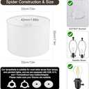 Lamp Shades Set of 2, Small Lamp Cover, White Drum Lampshades 8.7" Top x 8.7" Bottom x 7.9" High, Replacement Lamp Shades Natural Linen for Floor Lamps Table Lamps Chandelier Lamp, Assembly Required