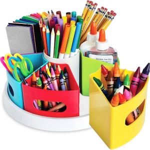Hapinest Rotating Art Supply Organizer for Kids, Crayon Marker and Pencil Storage Solution for School Teachers and Classroom Crafts, Rotating Desk Organizer Caddy for Kids, Art Supply Caddy For Kids