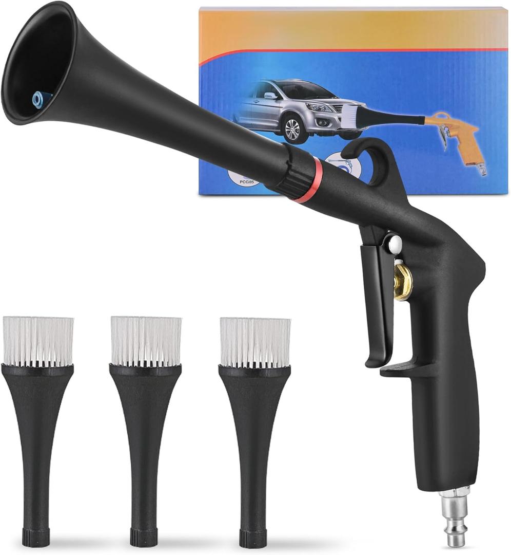 car Cleaning air Blow Gun Compressor Tools Accessories auto Detailing Supplies Interior attachments blowguns 4-piece kit Set - Uses Air Compressor - Blasts Dust, Dirt & Grime Fast