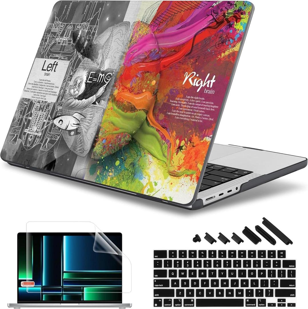 May Chen Case for MacBook Pro 14 inch, Models A2442 A2779 A2918 A2992 A3401 A3185 A3112 A3434, M1 M2 M3 M4 M5 Chip (2021-2025 Release), Plastic Hard Shell Case with Keyboard Cover, Left Right Brain